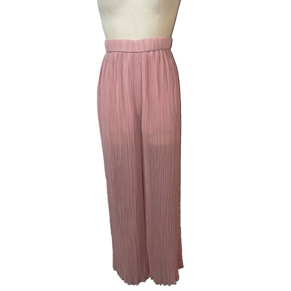Zara Pants - ZARA Women's Micro Pleated Wide Leg Chiffon Pull-On Pants size M NWOT Mauve Pink